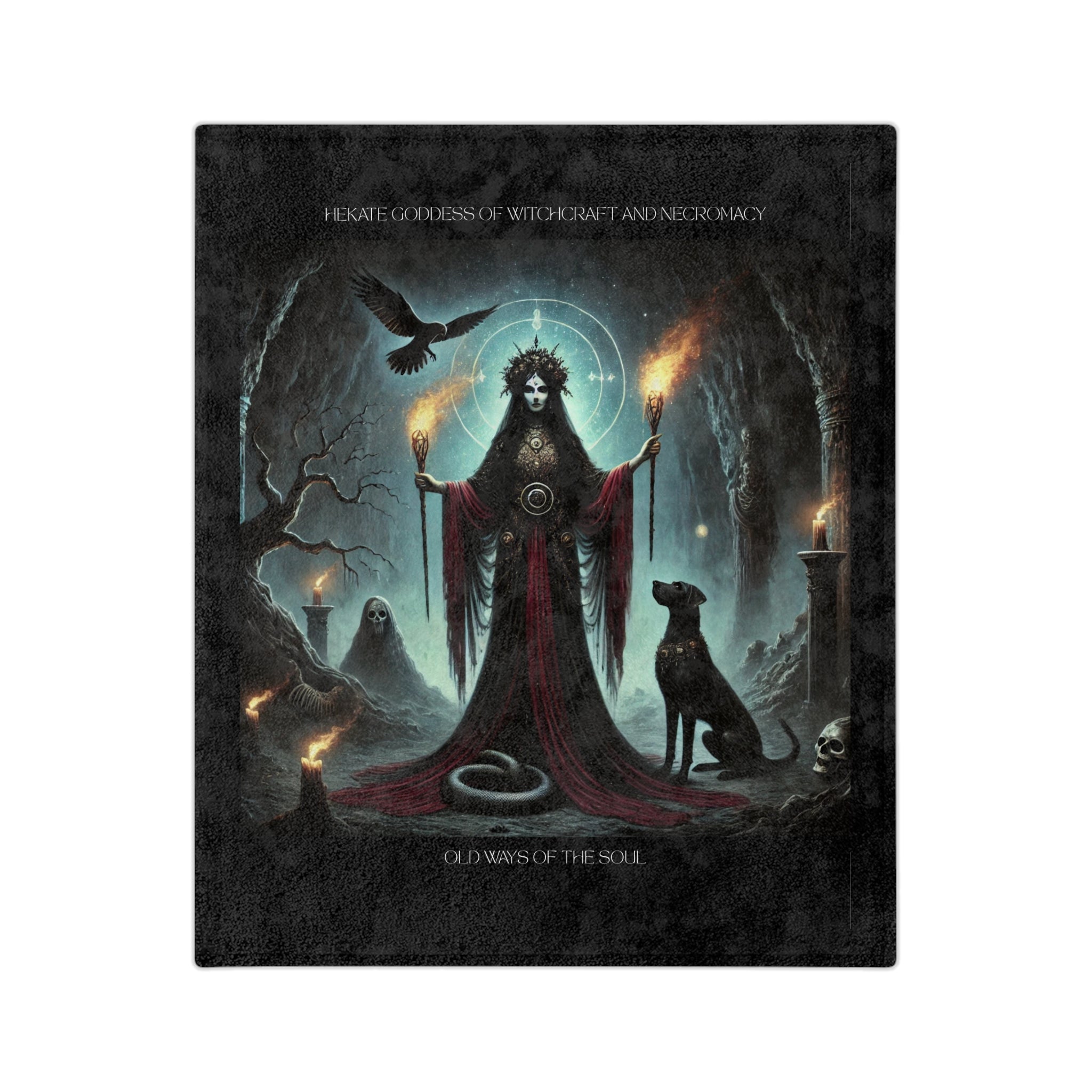 Velveteen Blanket - Goddess Hekate Design for Comfort and Protection